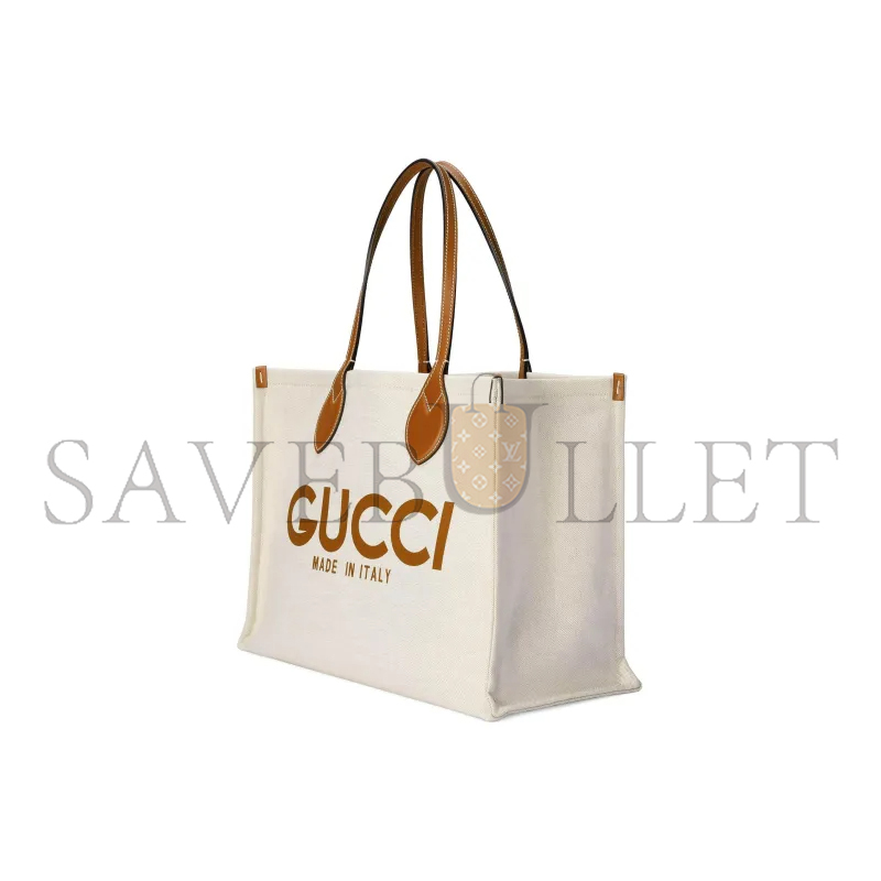 GUCCI PRINT TOTE BAG NEW BEIGE CANVAS 772176 (41*29*18cm)